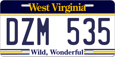 WV license plate DZM535