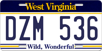 WV license plate DZM536