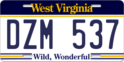 WV license plate DZM537