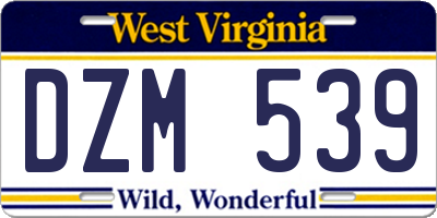 WV license plate DZM539