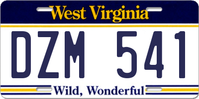 WV license plate DZM541