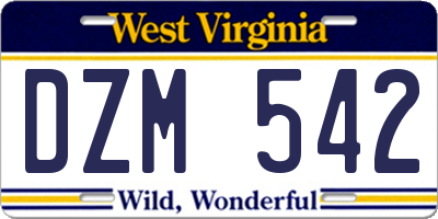 WV license plate DZM542