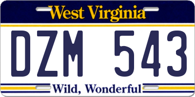 WV license plate DZM543