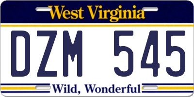 WV license plate DZM545