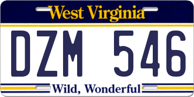 WV license plate DZM546