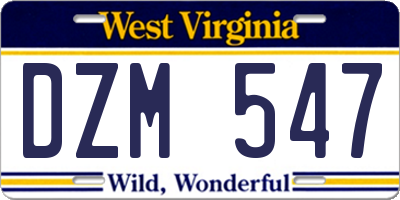 WV license plate DZM547