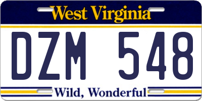 WV license plate DZM548