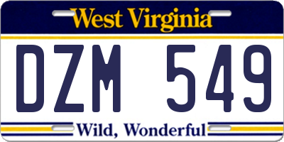 WV license plate DZM549