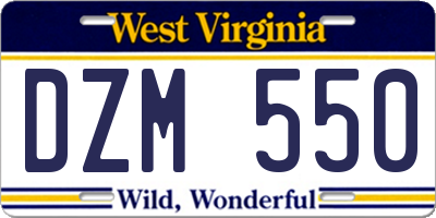 WV license plate DZM550