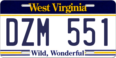 WV license plate DZM551