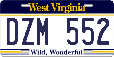 WV license plate DZM552