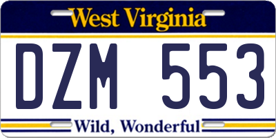 WV license plate DZM553