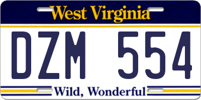 WV license plate DZM554