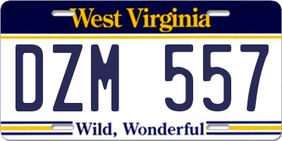 WV license plate DZM557