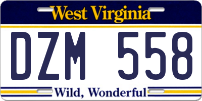 WV license plate DZM558