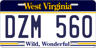 WV license plate DZM560