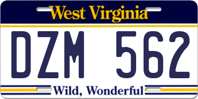 WV license plate DZM562