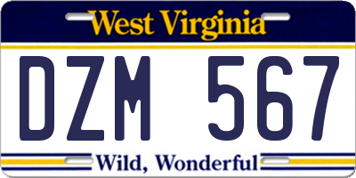 WV license plate DZM567