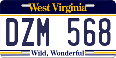 WV license plate DZM568