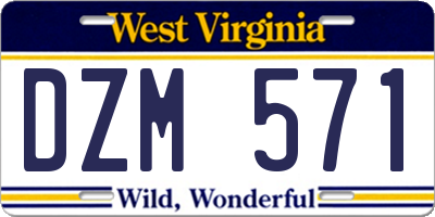 WV license plate DZM571