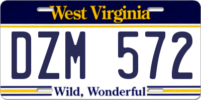 WV license plate DZM572