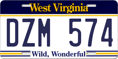 WV license plate DZM574