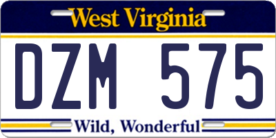 WV license plate DZM575