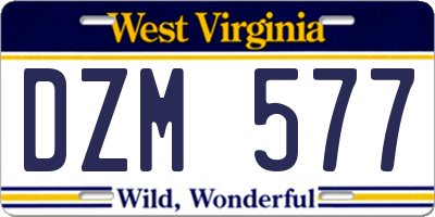 WV license plate DZM577