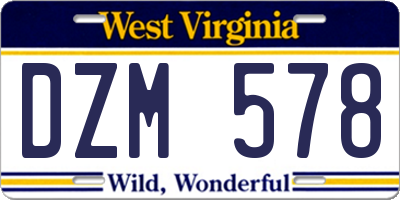 WV license plate DZM578