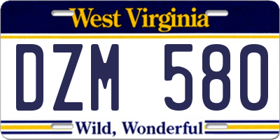 WV license plate DZM580