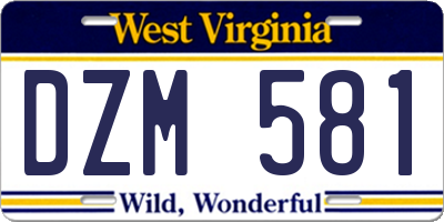 WV license plate DZM581