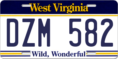 WV license plate DZM582