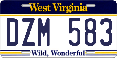 WV license plate DZM583