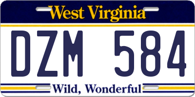 WV license plate DZM584