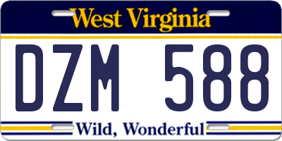 WV license plate DZM588