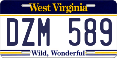 WV license plate DZM589