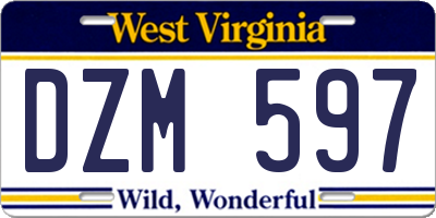 WV license plate DZM597