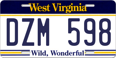 WV license plate DZM598