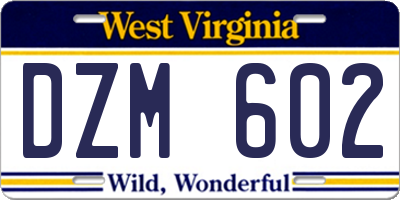 WV license plate DZM602