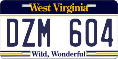 WV license plate DZM604