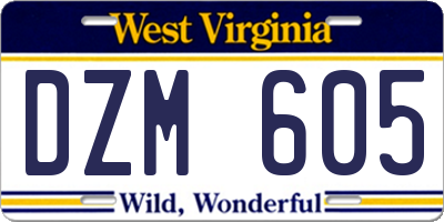 WV license plate DZM605