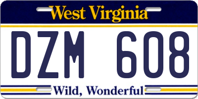 WV license plate DZM608