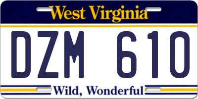 WV license plate DZM610