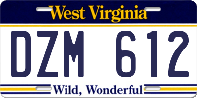 WV license plate DZM612