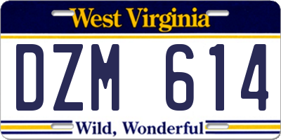 WV license plate DZM614