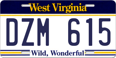 WV license plate DZM615