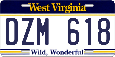 WV license plate DZM618