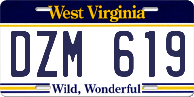 WV license plate DZM619