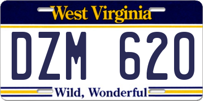 WV license plate DZM620