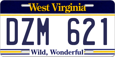 WV license plate DZM621